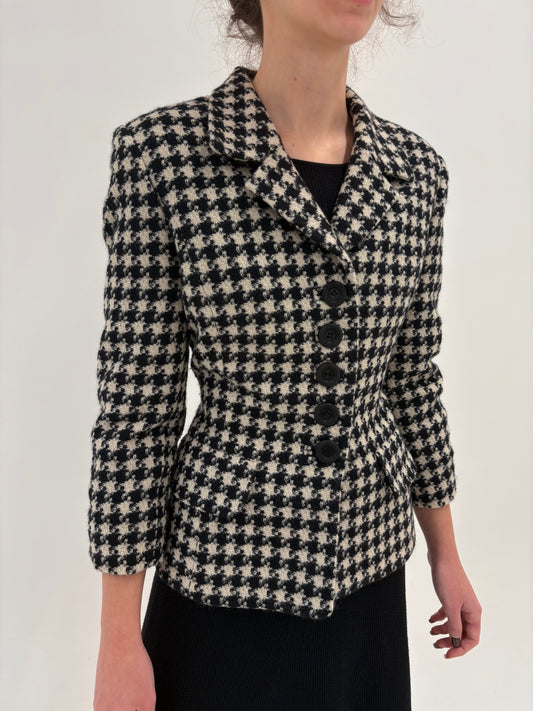 Sacou petite de brand luxury vintage Georges Rech din tweed pied de coq