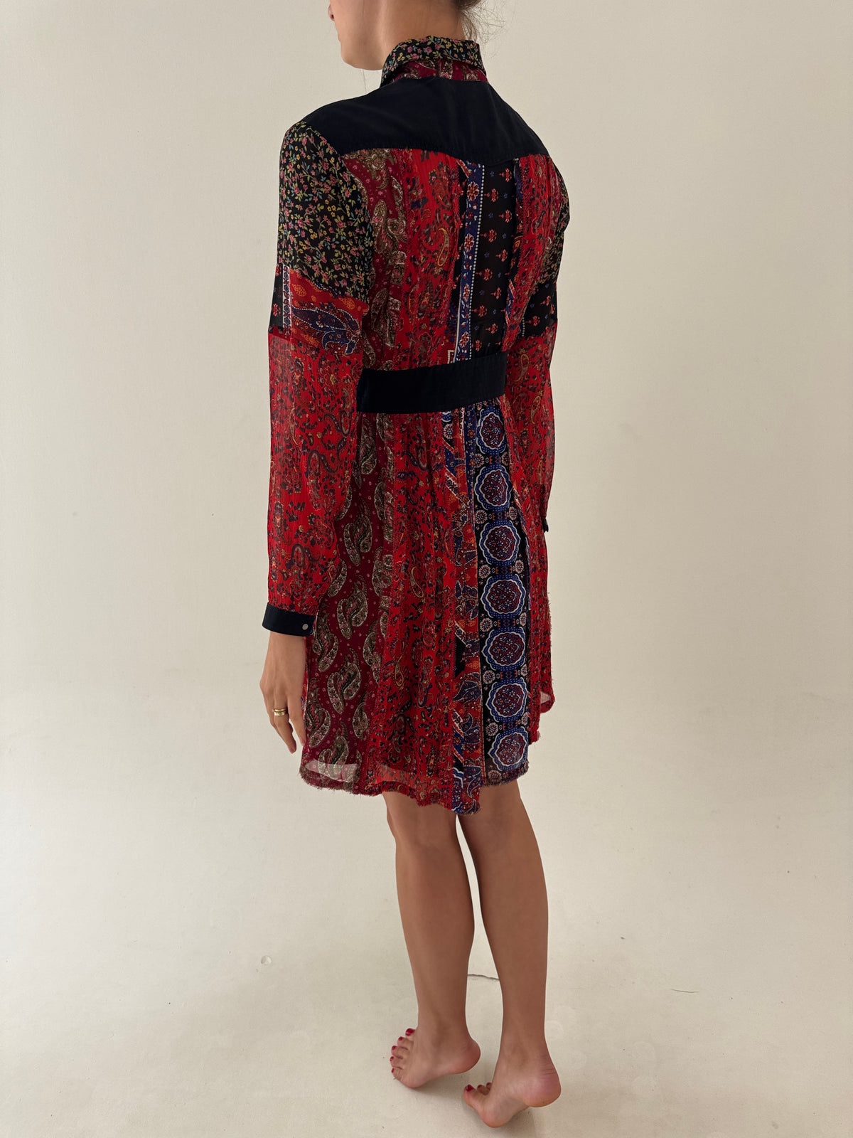 Rochie luxury Diesel cu talie marcată în stil boho cu print paisley