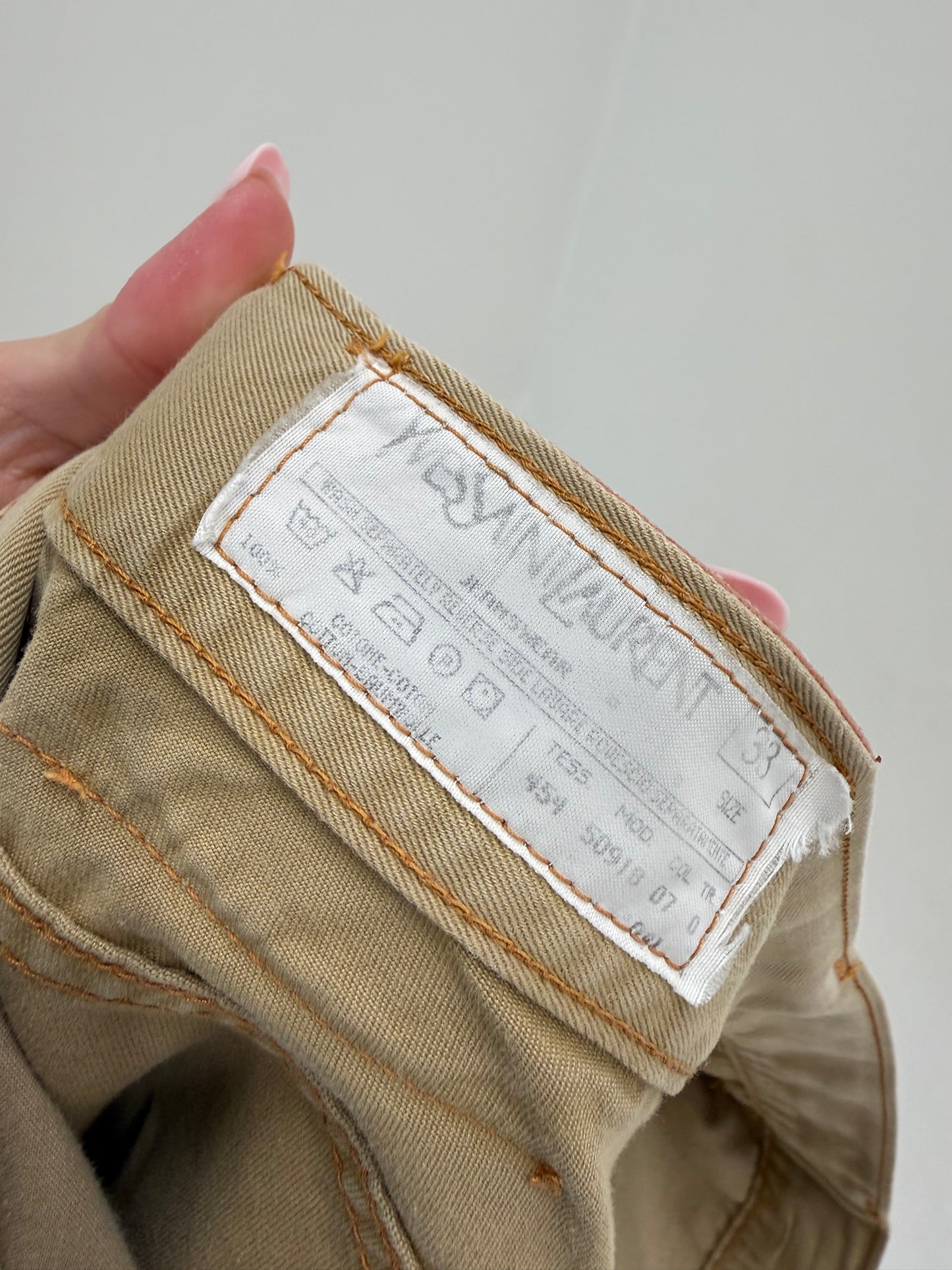 Pantaloni vintage Yves Saint Laurent camel petite din bumbac