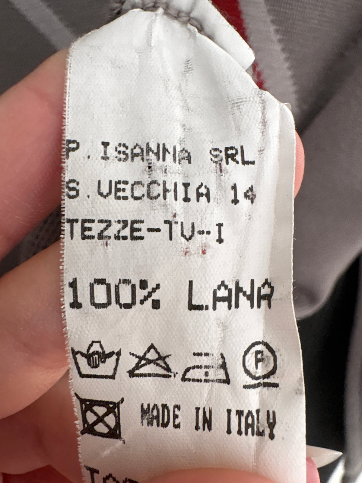 Maleta warm gray din lana merino extrafina cu print romburi