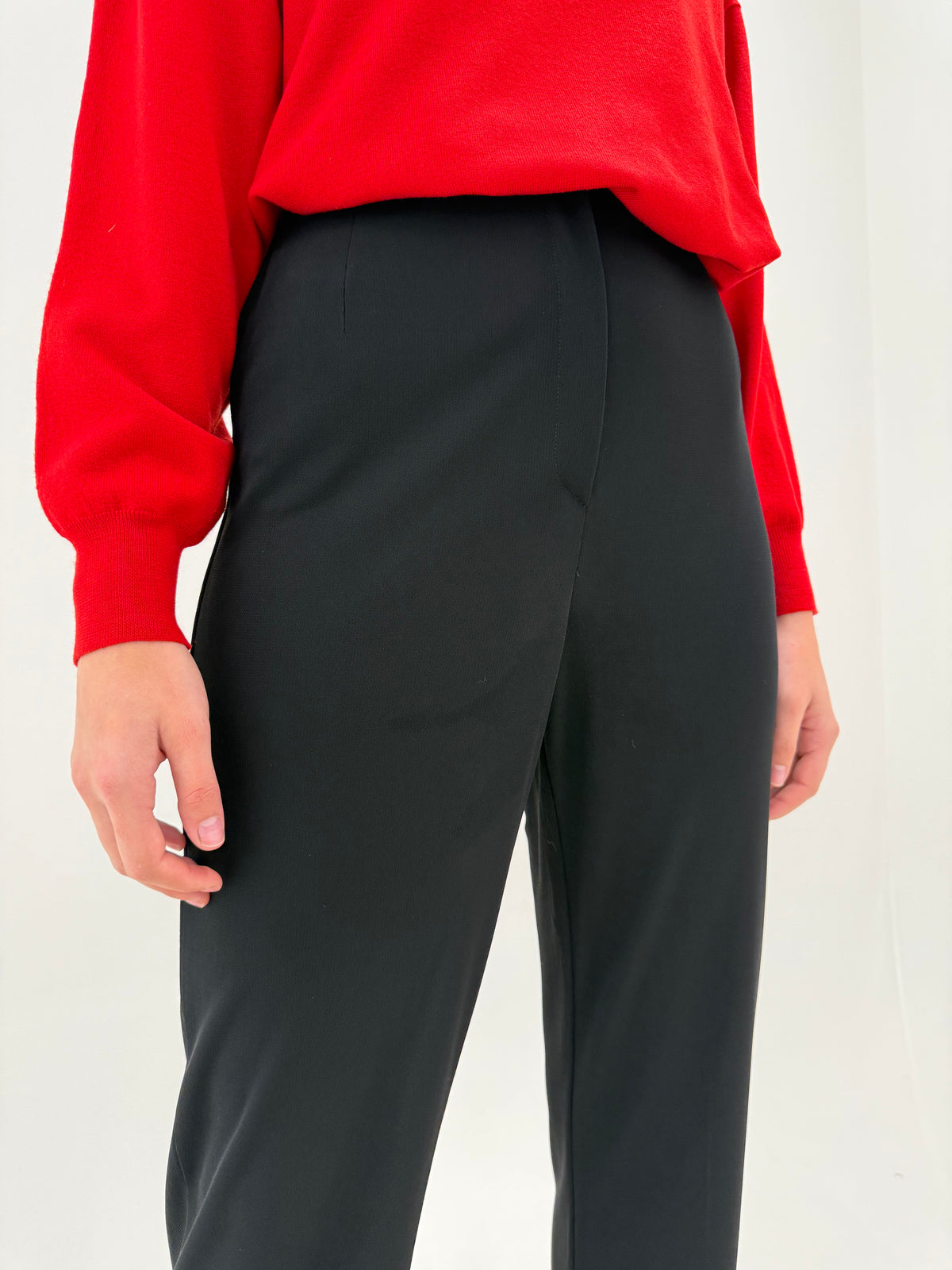 Pantaloni Max Mara negri clasici în croi drept cu talie ultra înaltă de la zi la seară