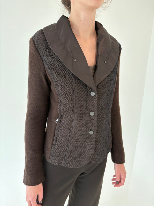 Sacou petite cambrat chocolate brown din boiled wool extra confort