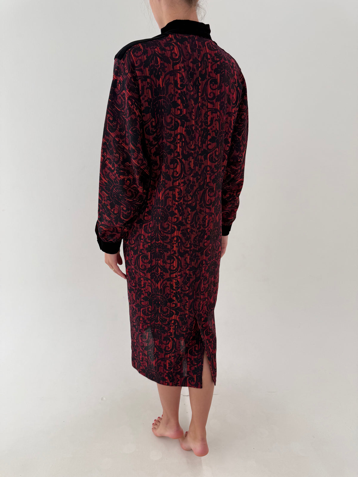 Rochie vintage maxi italiană în croi retro modem cu buzunare și culori superbe