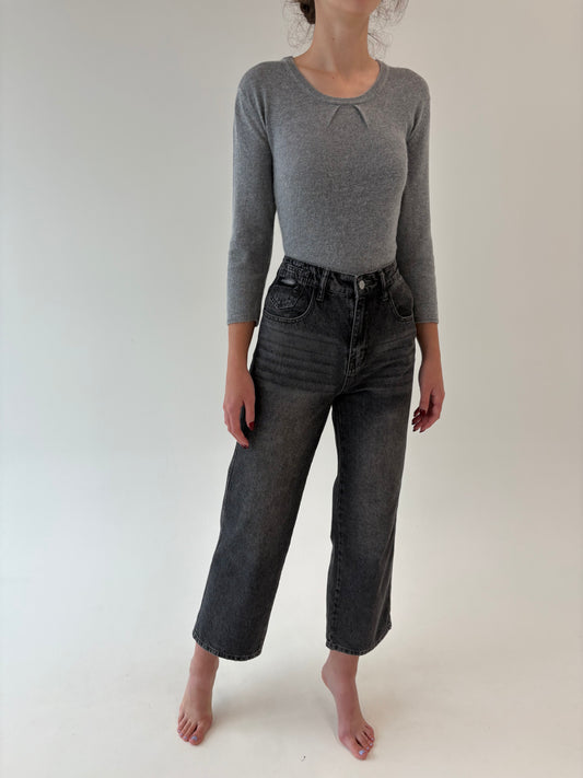 Jeans premium cu talie înaltă straight leg