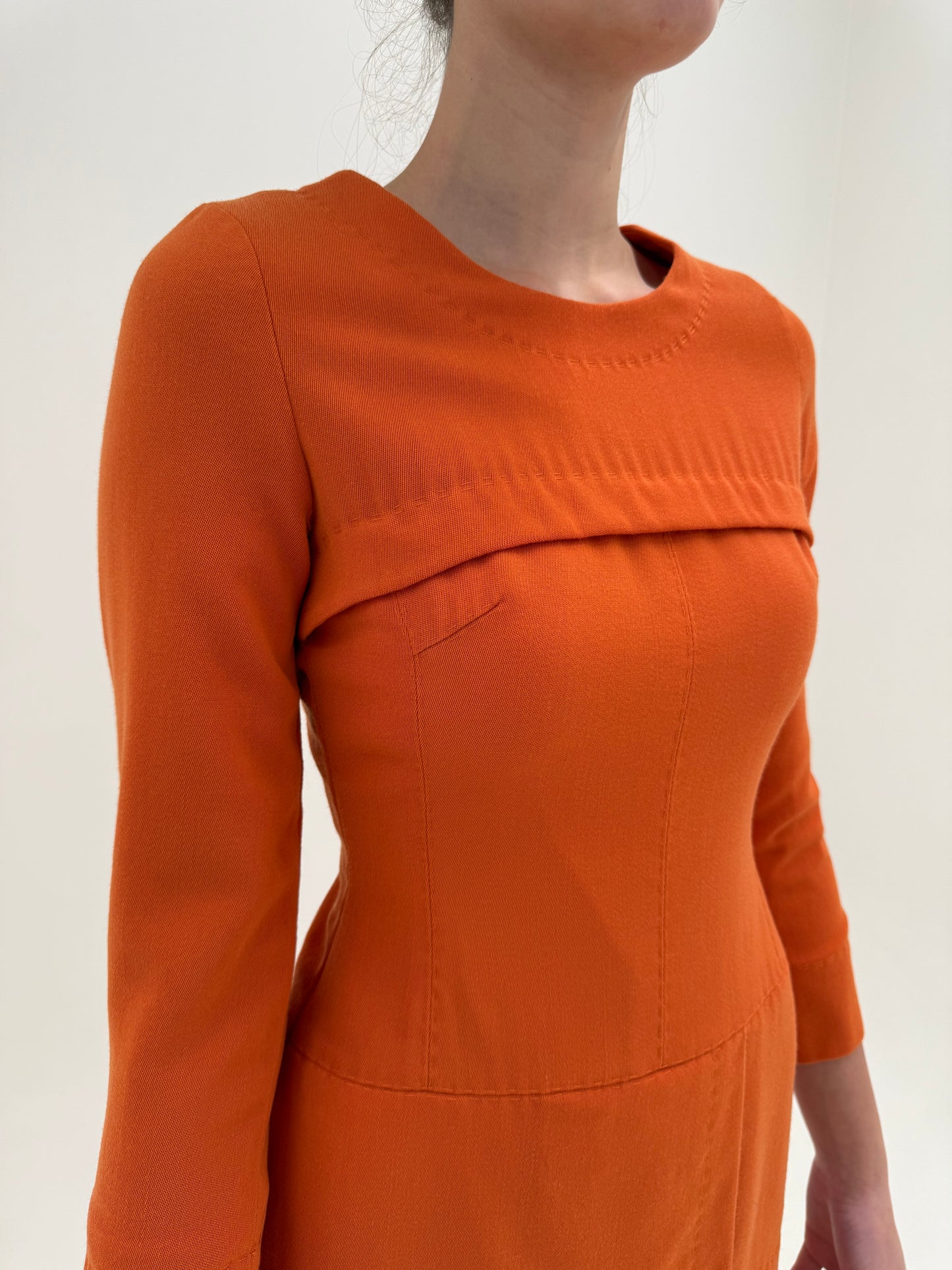 Rochie vintage bodycon oranj de la zi la seară