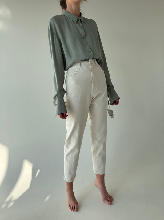 Jeans vintage premium off white ultra modelator cu talie super înaltă