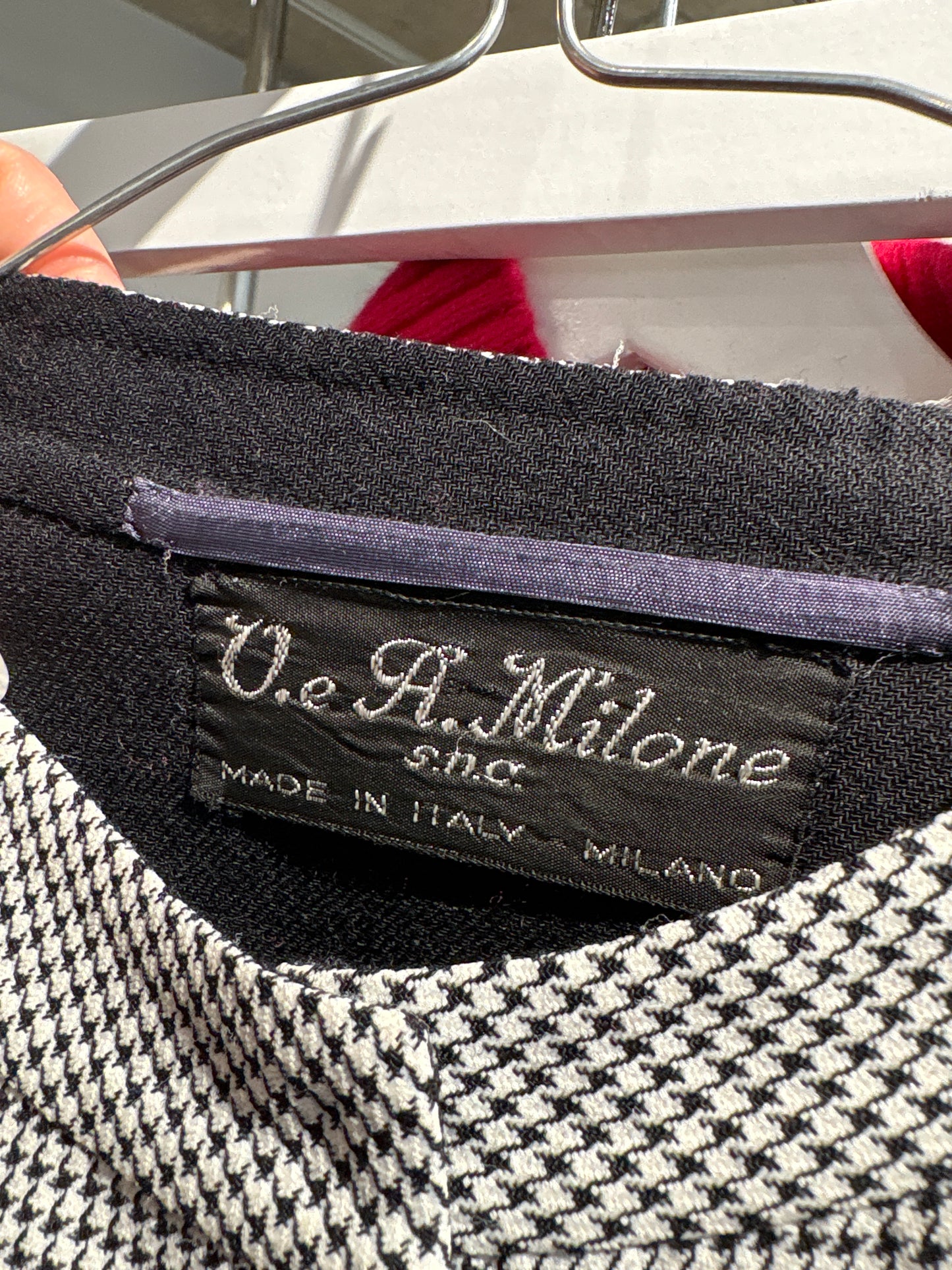 Deux piece old vintage early 80s în croi boxy retro modern houndstooth