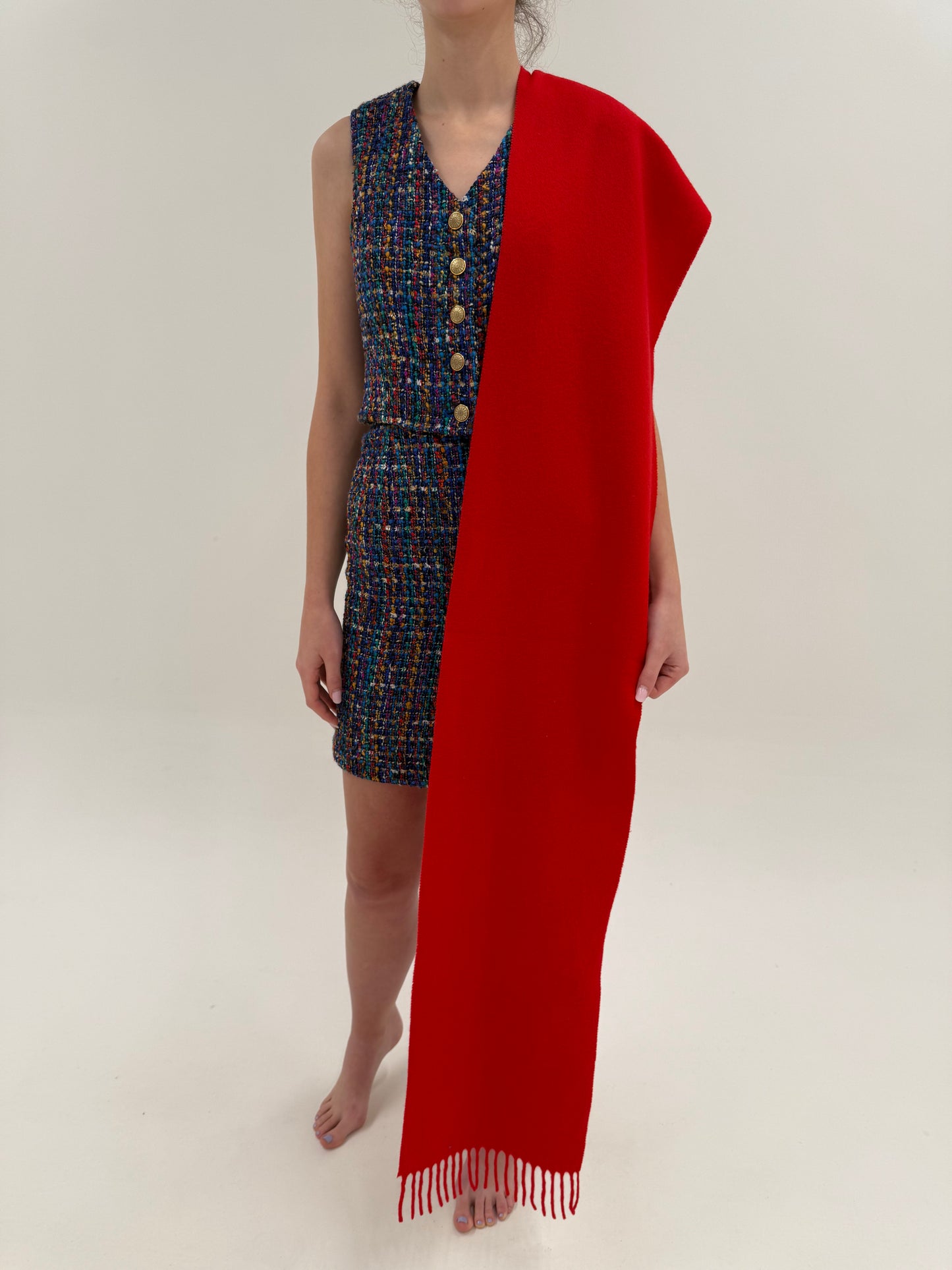 Fular roșu tare din lana extrafina