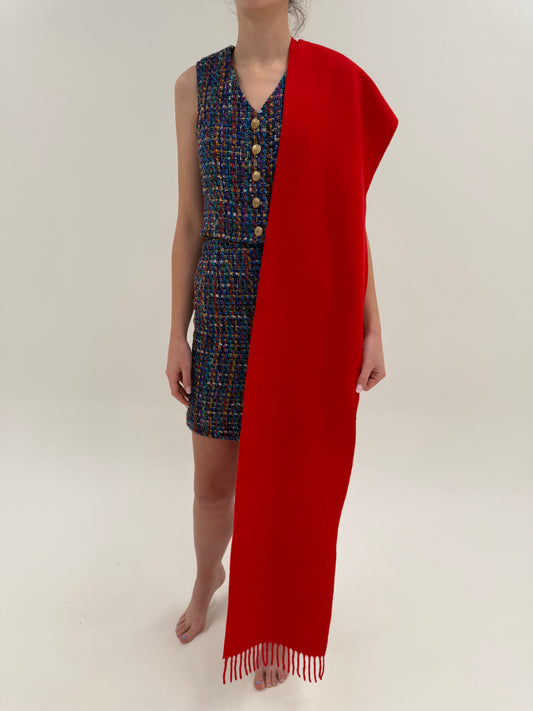 Fular roșu tare din lana extrafina