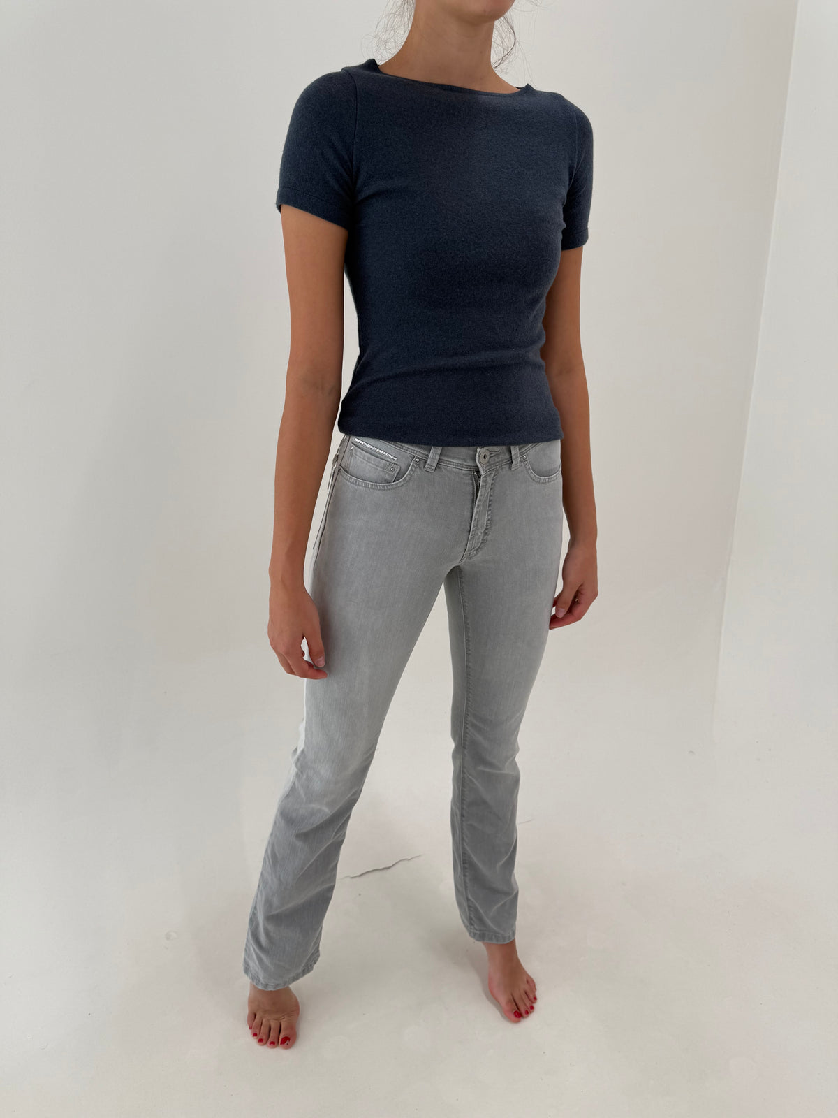 Jeans tall Trussardi silver gray ultra confort modelator noi cu etichetă