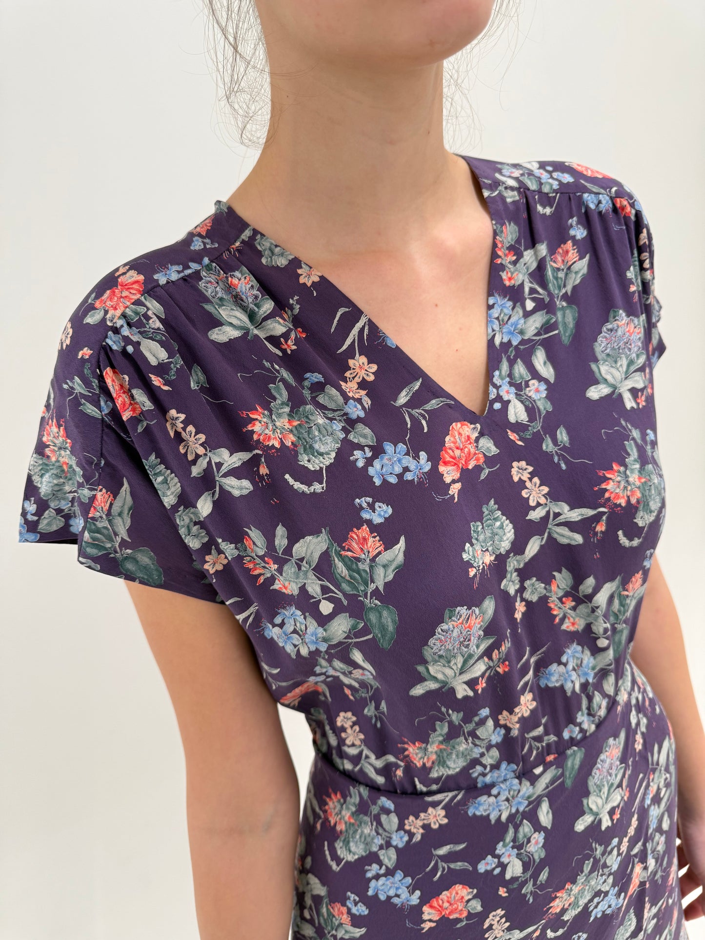 Rochie maxi din mătase mătușă mata cu print floral superb și talie ultra înaltă