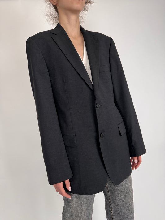 Sacou Hugo Boss charcoal gray din stofita de vară