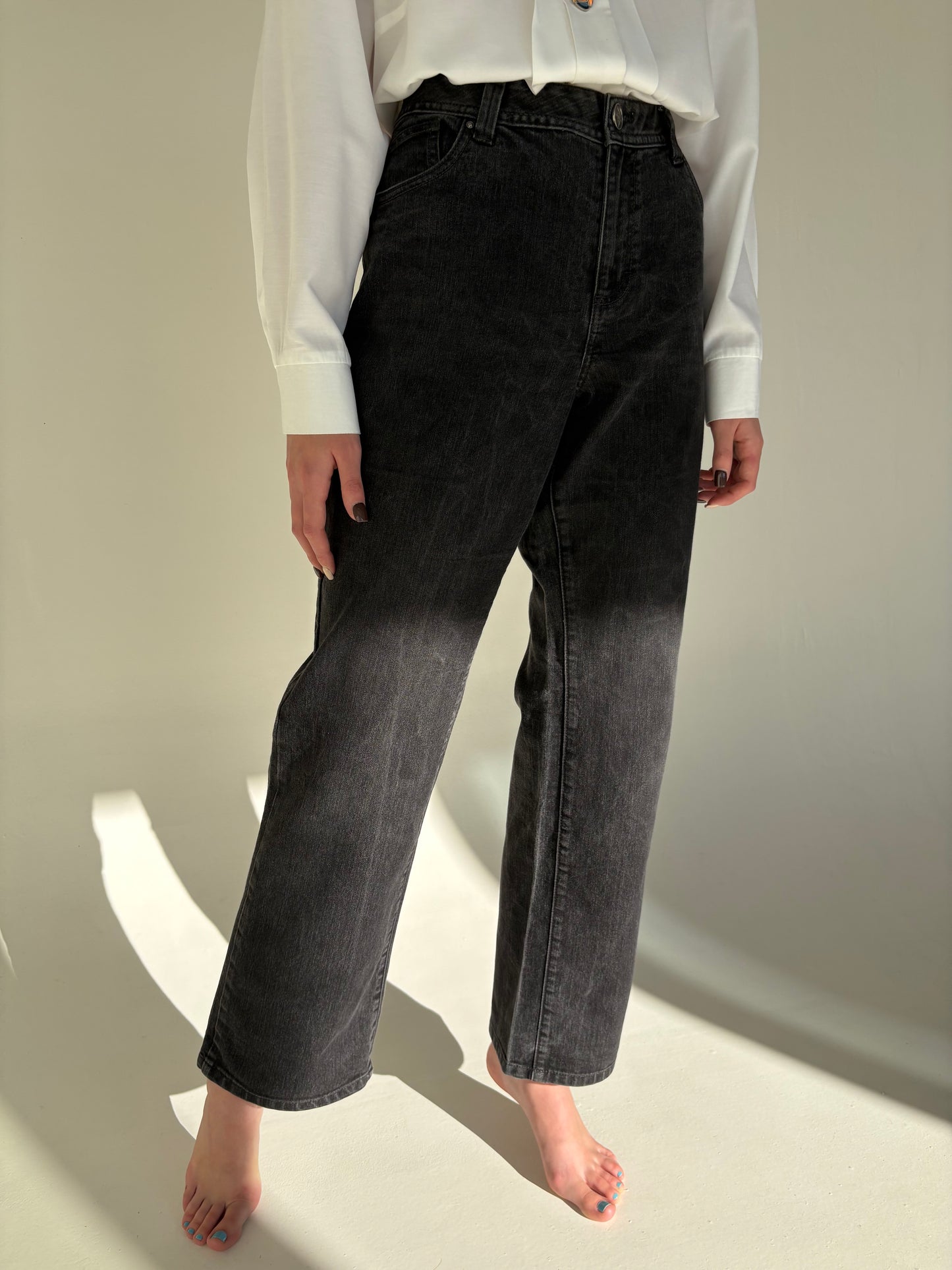 Jeans vintage premium grosi modelatori straight leg dark wash