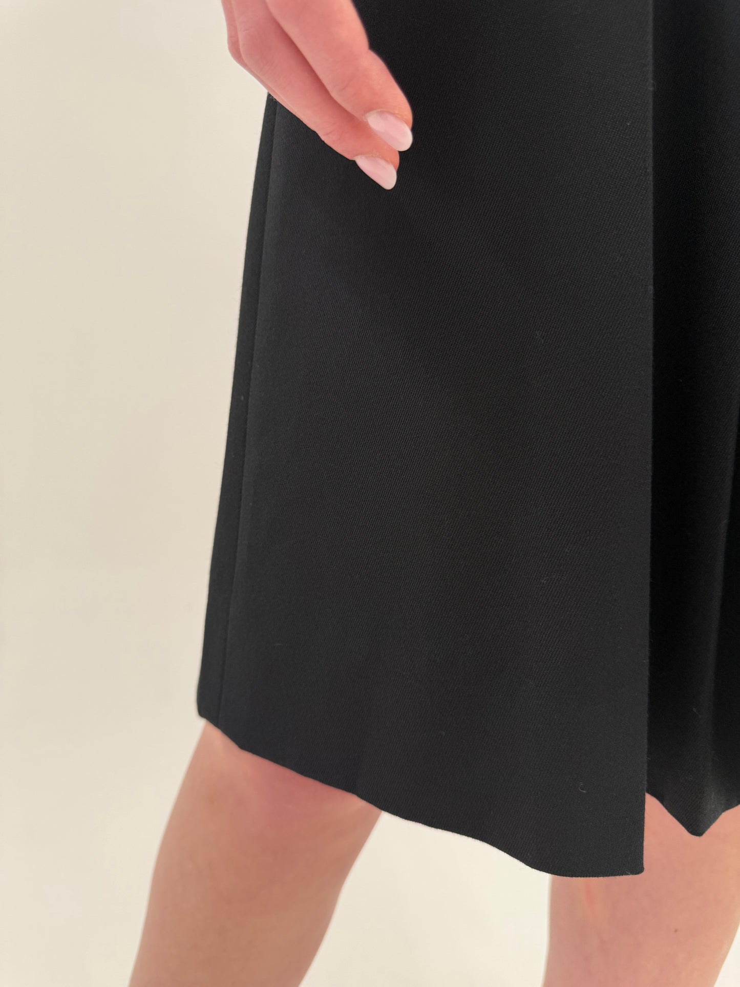 Fustă midi vintage din lana structurată extrafina cu talie ultra înaltă