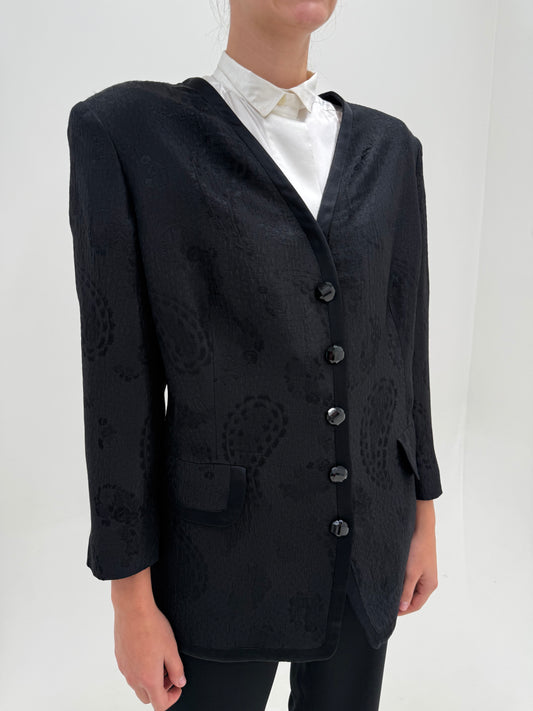 Sacou negru Luisa Spagnoli elegant din stofita jacquard excepțională