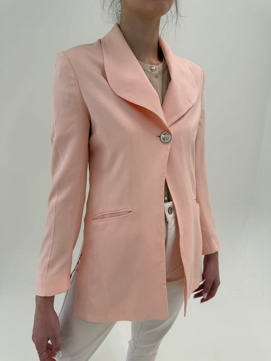 Sacou vintage italian powder Pink cu revere rotunjite