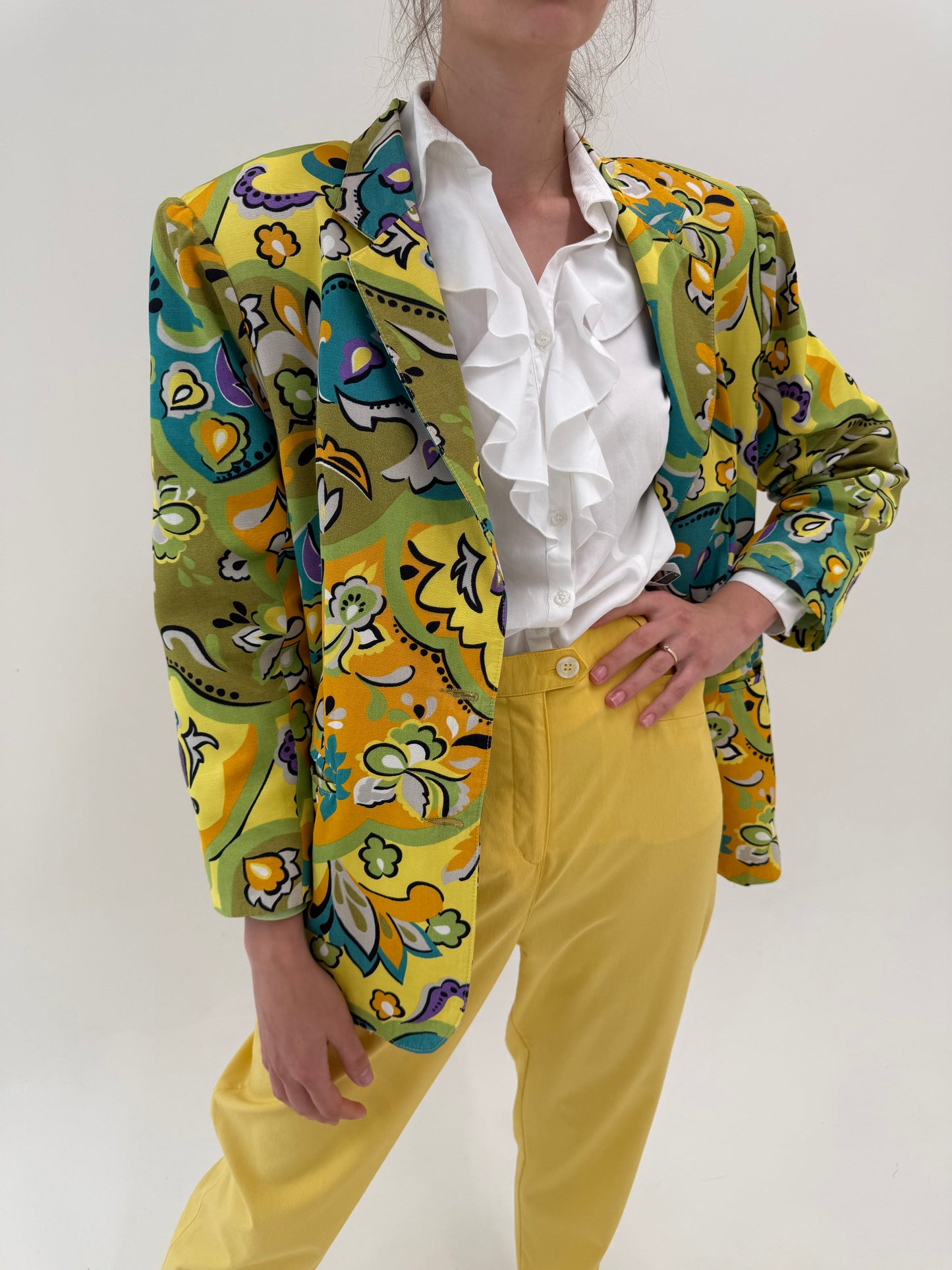 Sacou vintage de vară petite cu print superb din faille