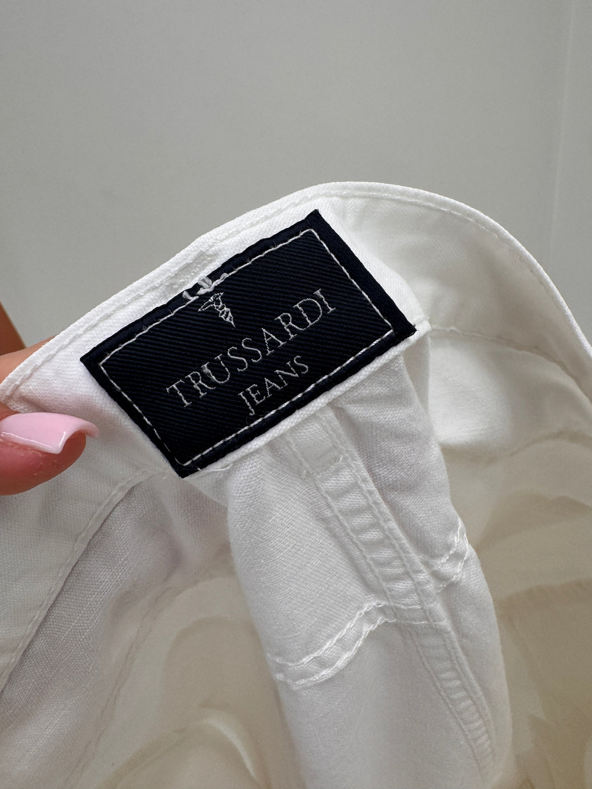 Pantaloni luxury tall Trussardi din canvas de bumbac în croi clasic atemporal