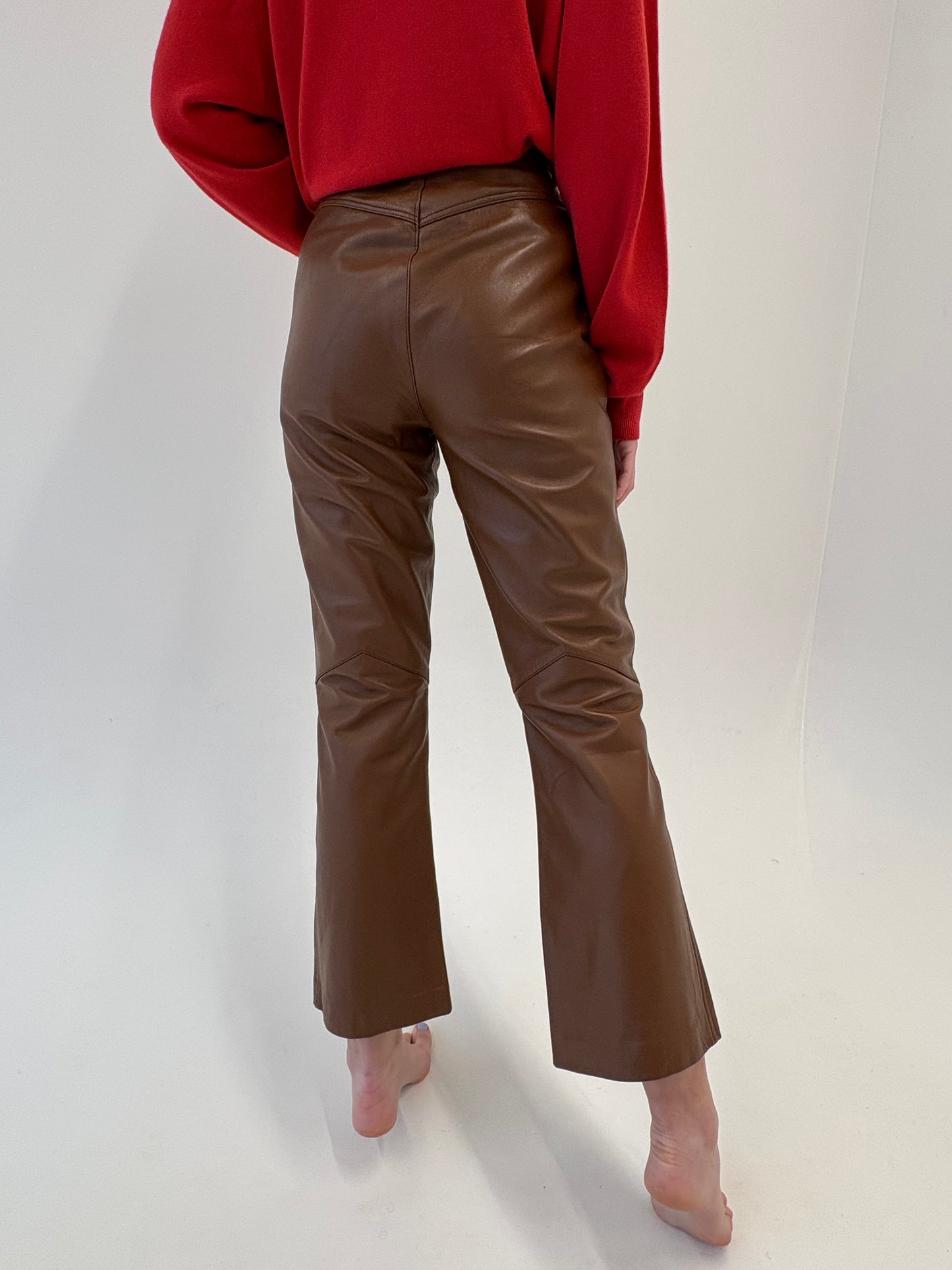 Pantaloni din piele naturală extrem de moale chocolate brown