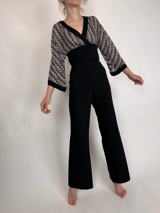 Pantaloni negri spre palazzo foarte ușor modelatori