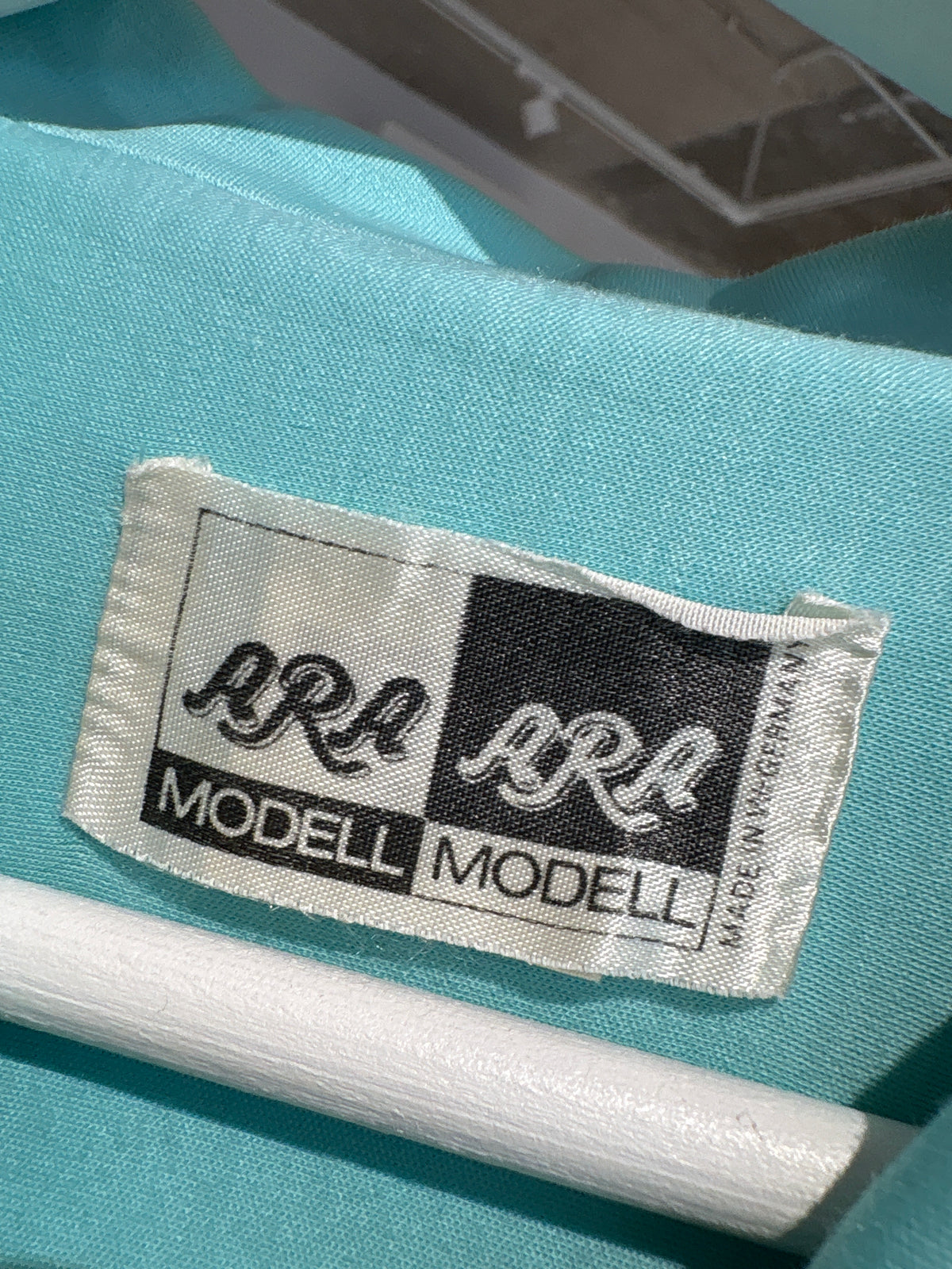 Rochie vintage din tricot extrafin de bumbac gros aqua blue cu talie marcată