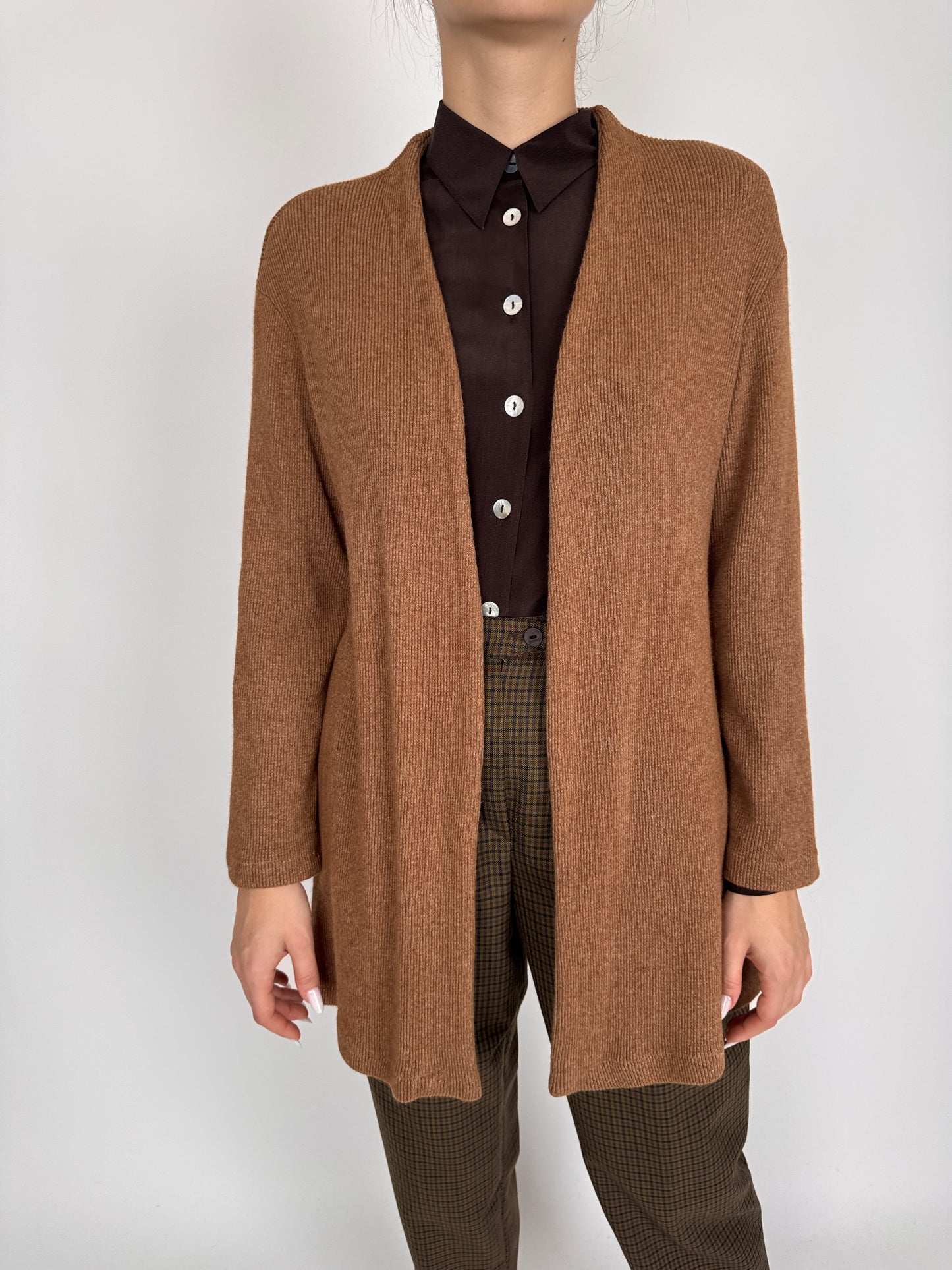 Cardigan Armani caramel din lana extrafina și Angora