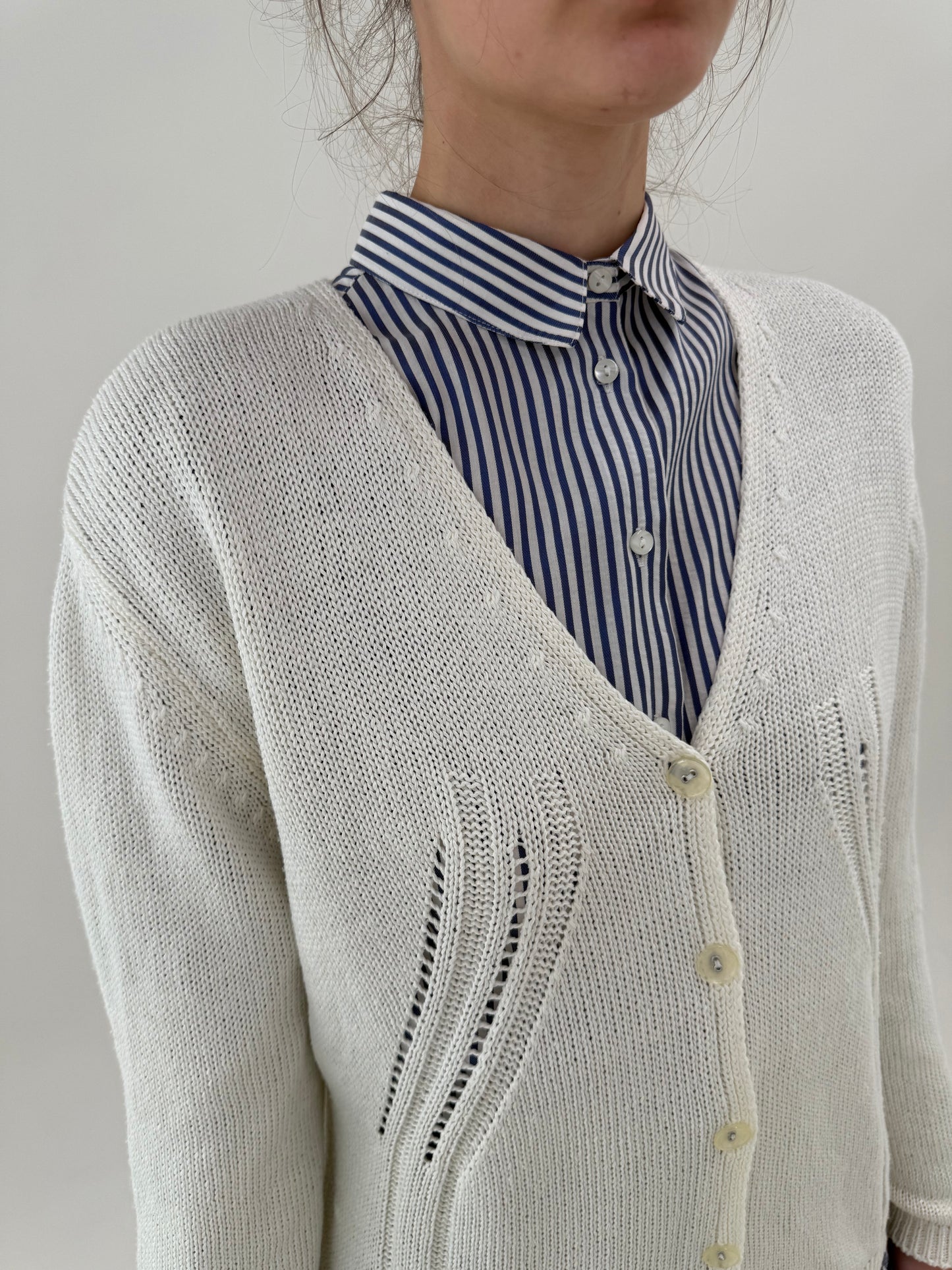 Cardigan italian din bumbac dantelat