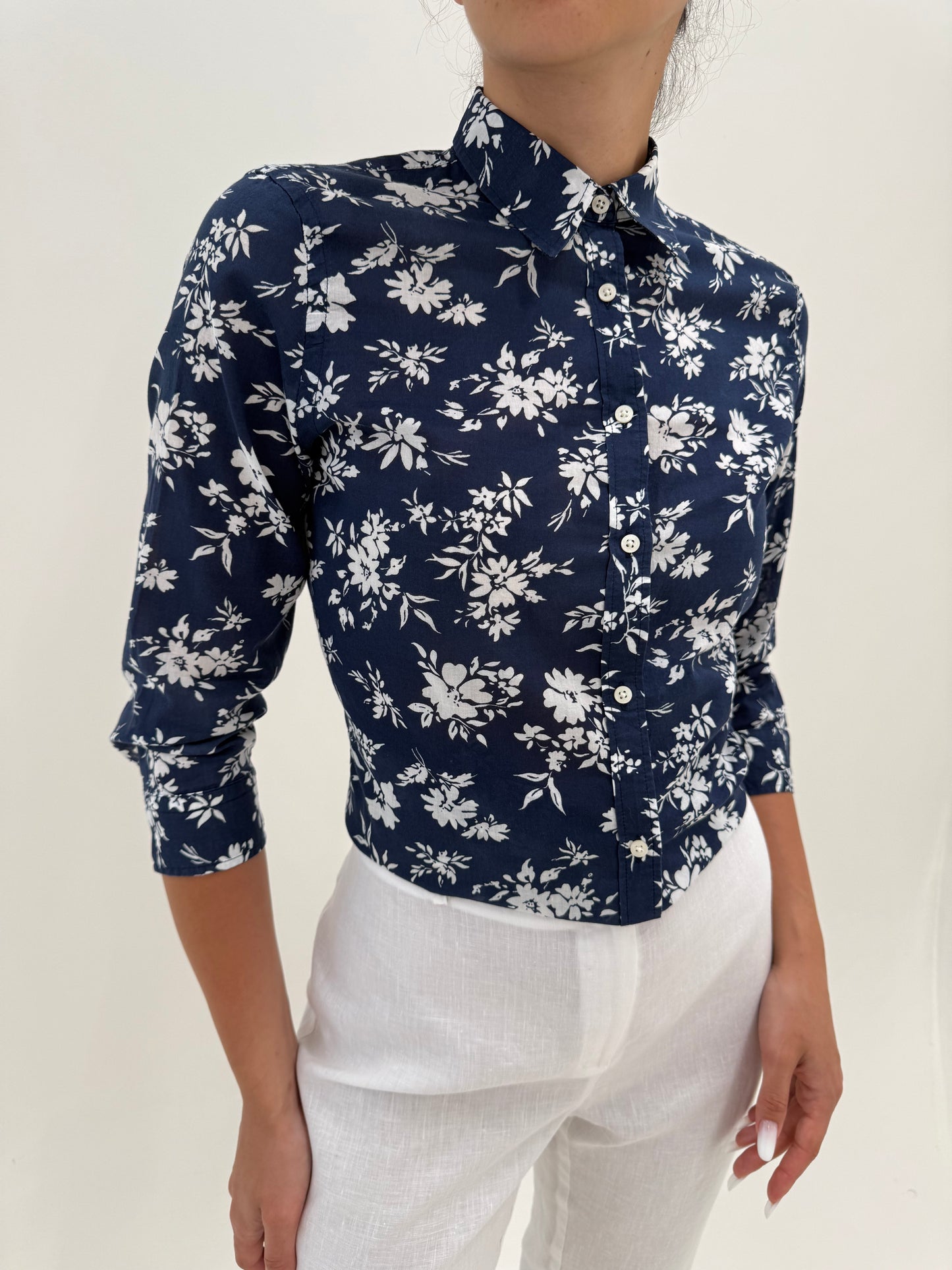 Cămăși Ralph Lauren din cea mai fină panzica de bumbac Navy cu print floral