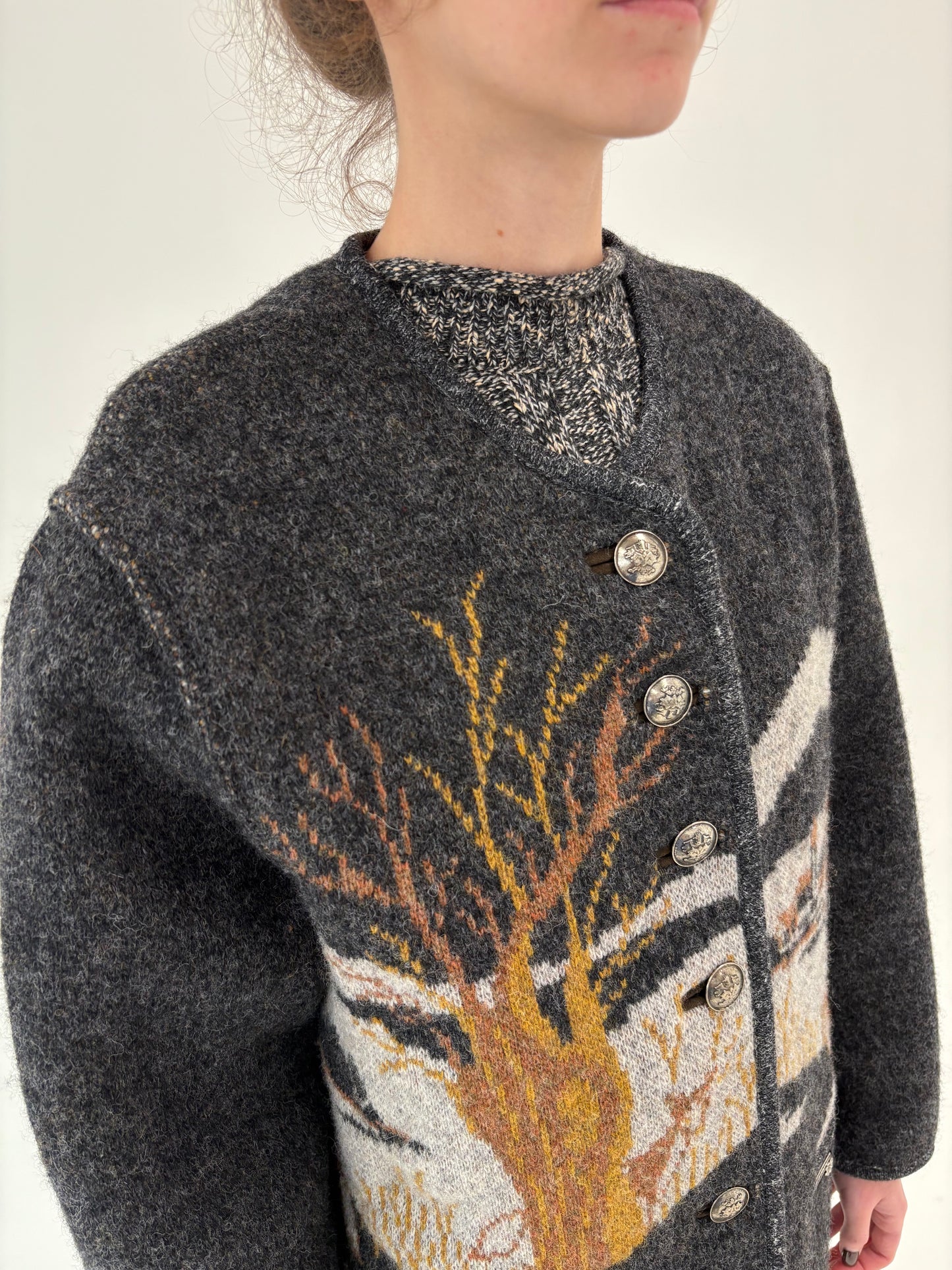 Jacheta vintage din boiled wool gros cu lucrătură superbă