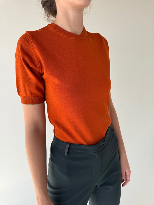Top din jerse de lana extrafina burnt orange
