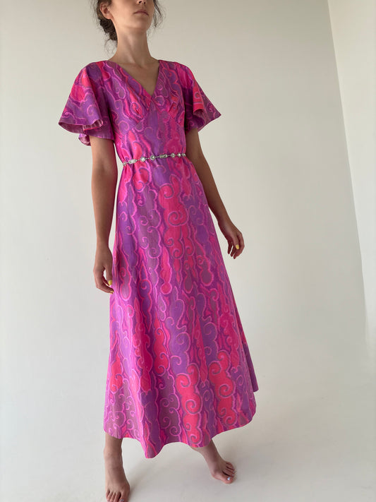 Rochie ultra luxury vintage Celine maxi din mătase naturală dupioni