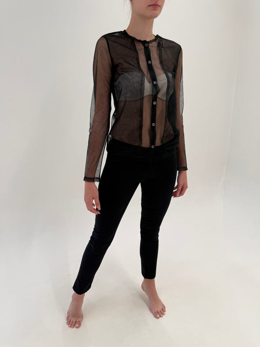 Pantaloni Prada negri petite în croi clasic din poplin ușor modelator