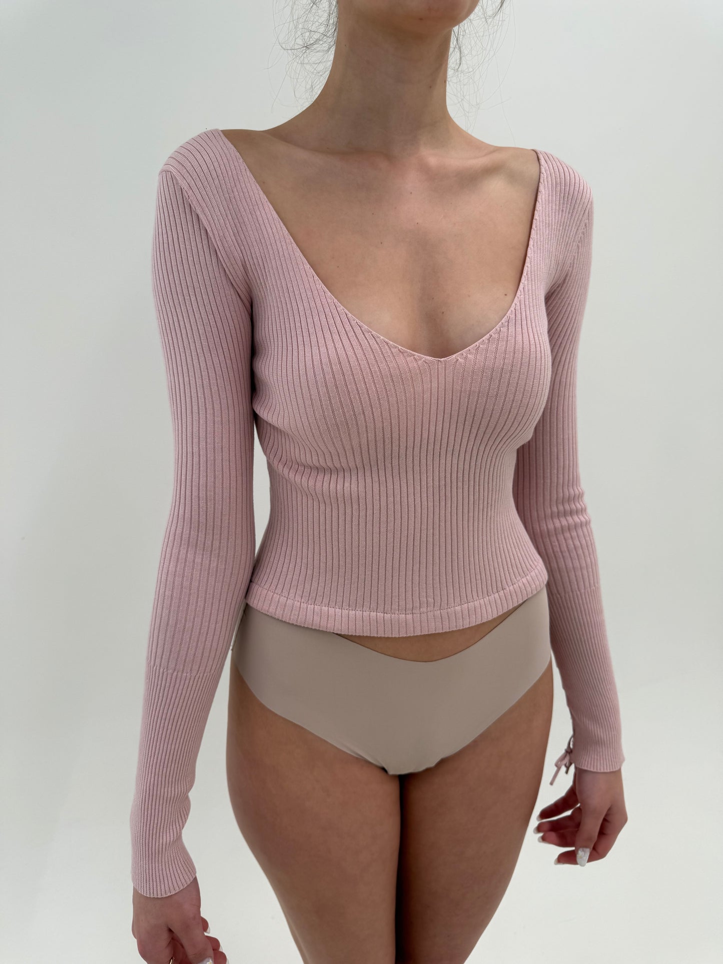 Light cotton knit Hugo Boss ribbed powder pink
