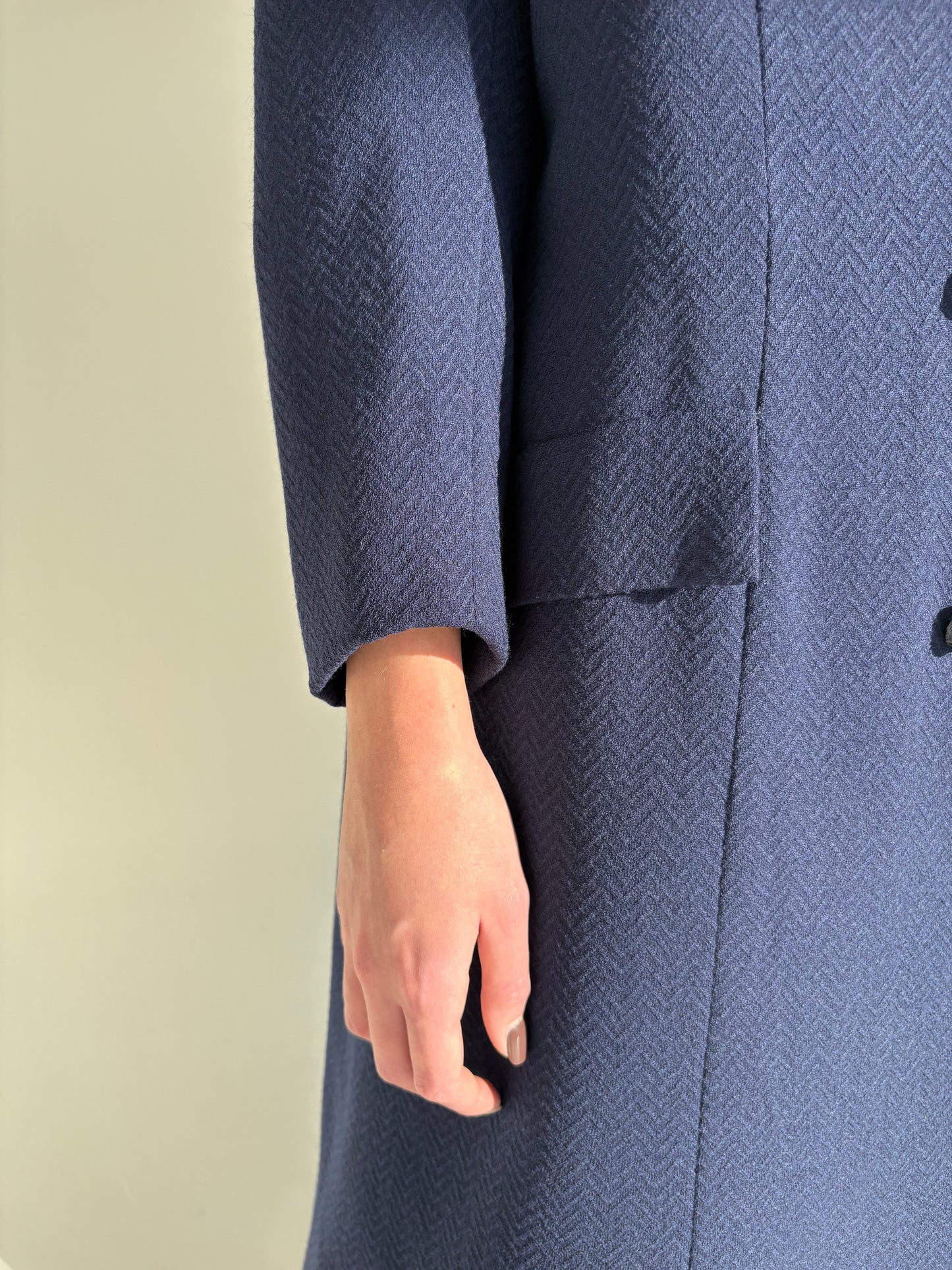 Cacoon coat old vintage anii 60 timpurii excepțional din lana extrafina chevron