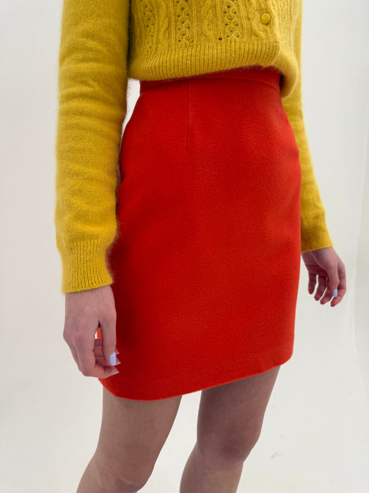 Fustă mini cu talie ultra înaltă 80% lana extrafina