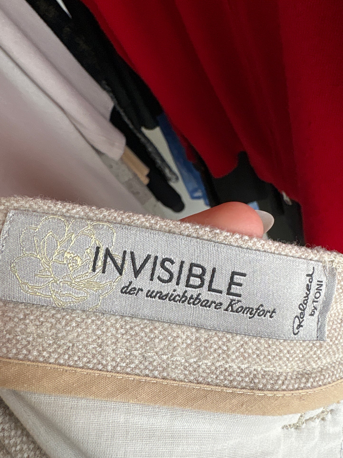 Pantaloni light nude din lana plină extrafina cu talie înaltă