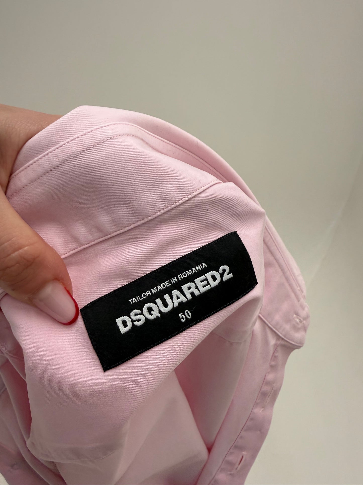 Cămașa tall Dsquared2 din bumbac egiptean în croi actual powder pink