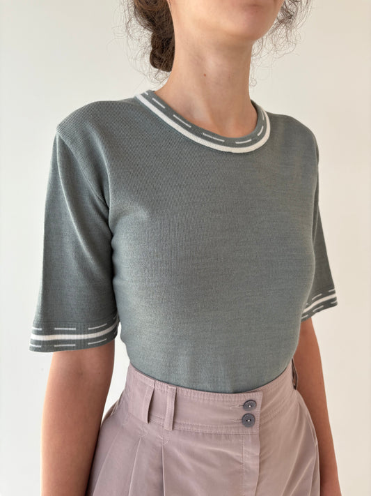 Top Sage green din mix de lana extrafina