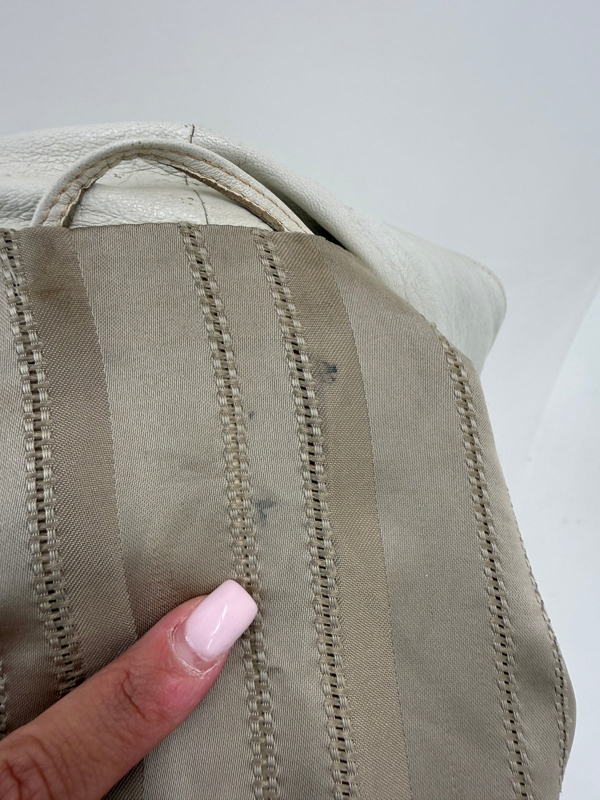 Geaca vintage cu inserții din piele de șarpe camel pe piele mănușă off white
