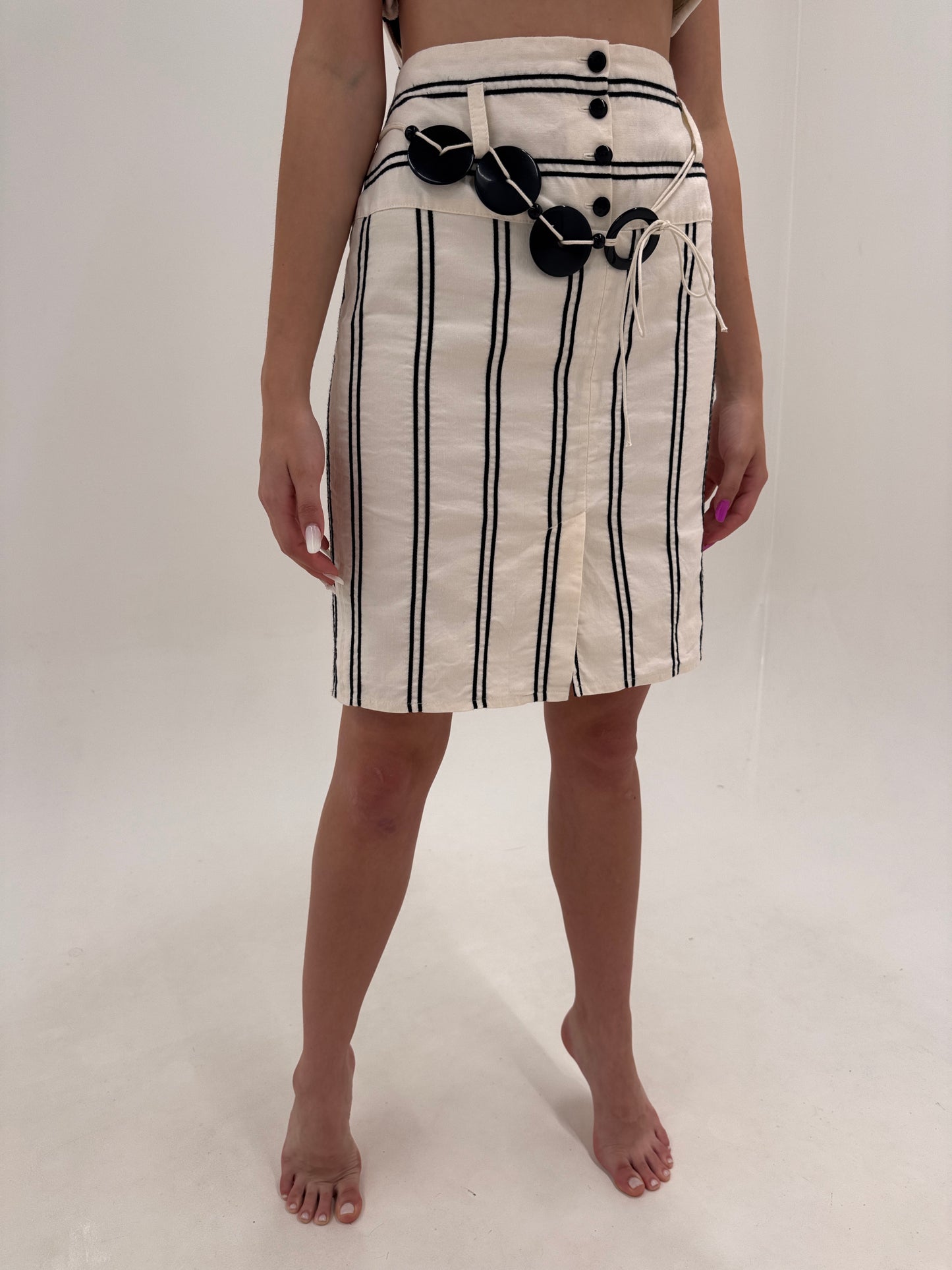Set vintage in croi retro modern in dungi negre din pânză de bumbac și in
