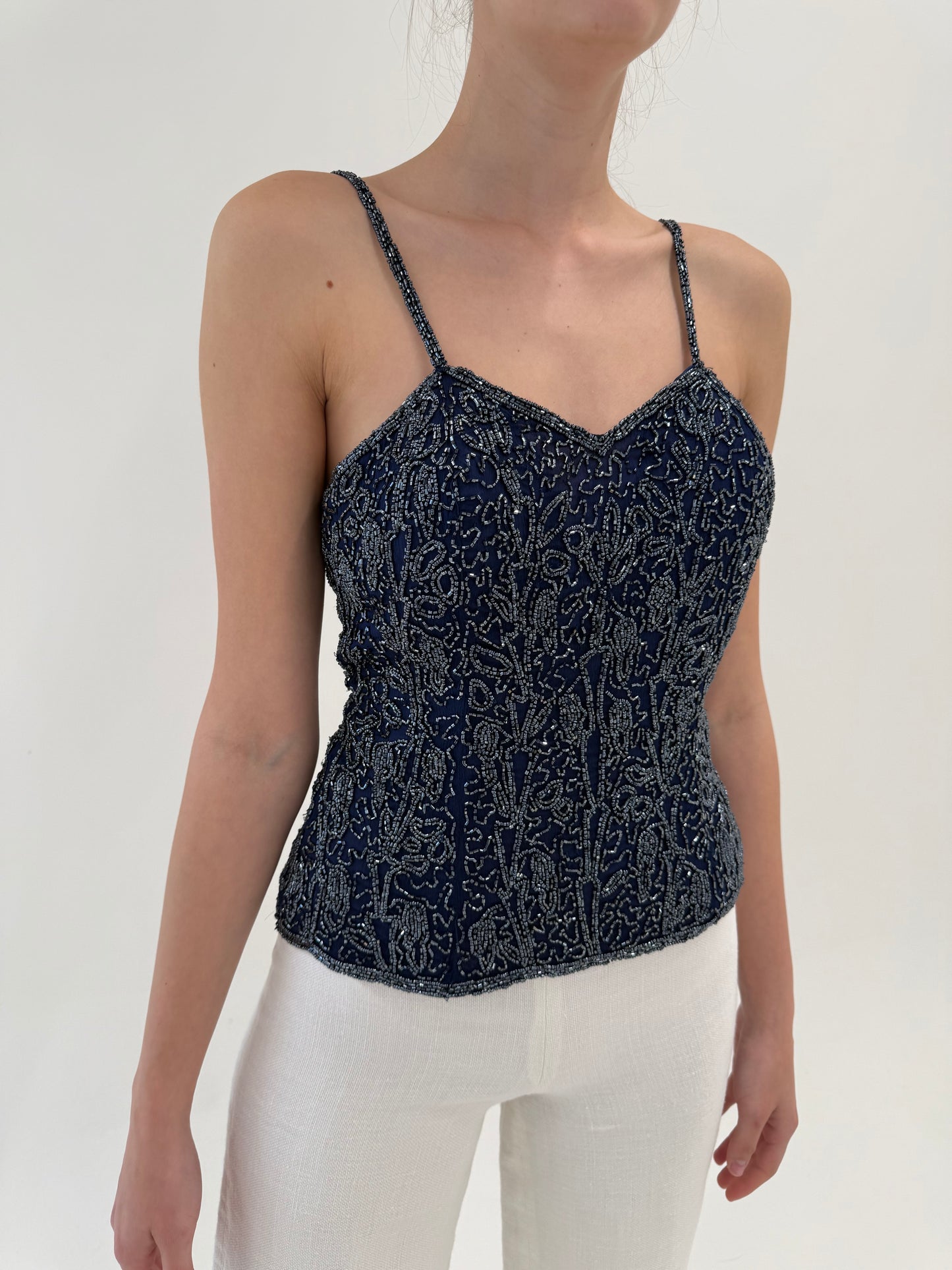 Corset integral cu aplicații manuale midnight blue