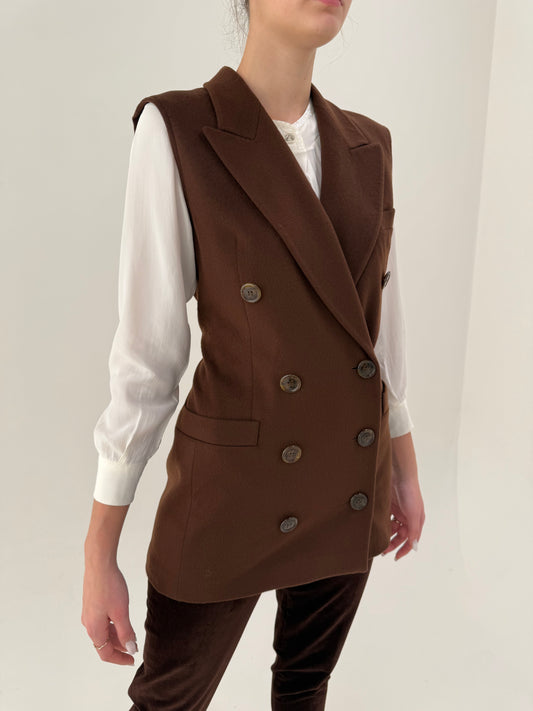 Vestă cambrata Escada tip sacou din lana și cașmir cu închidere dublă