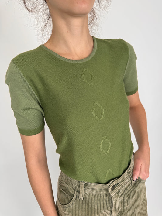 Top olive green din lana extrafina