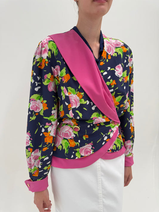 Sacou vintage Ungaro din mătase naturală în croi cambrat ultra feminin