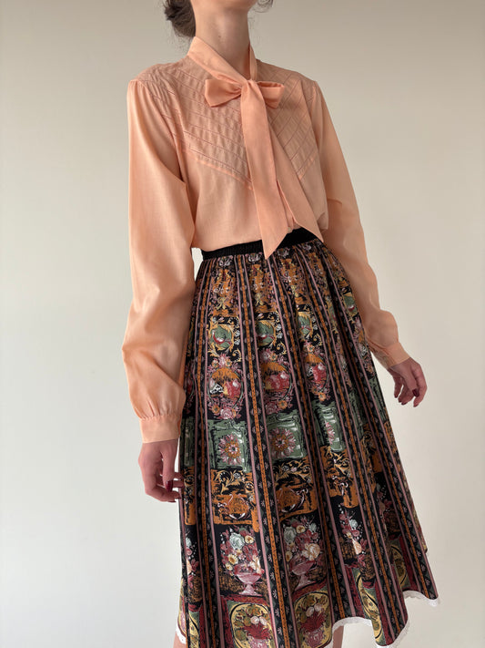 Fustă vintage cu talie ultra înaltă elastică din bumbac gros