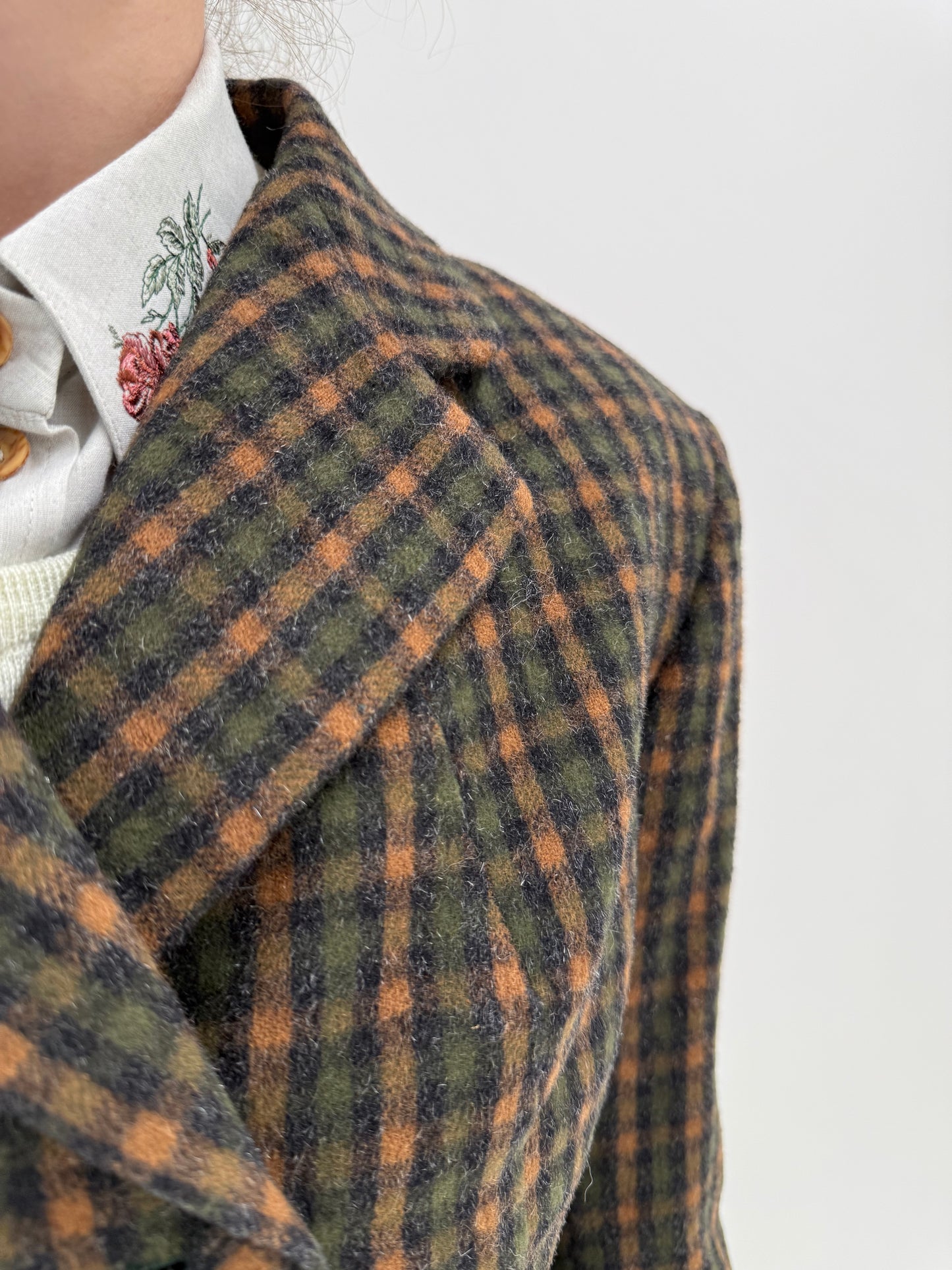 Sacou old vintage anii 40 inceput de ‘New Look’ in stil Dior din stofă countryside