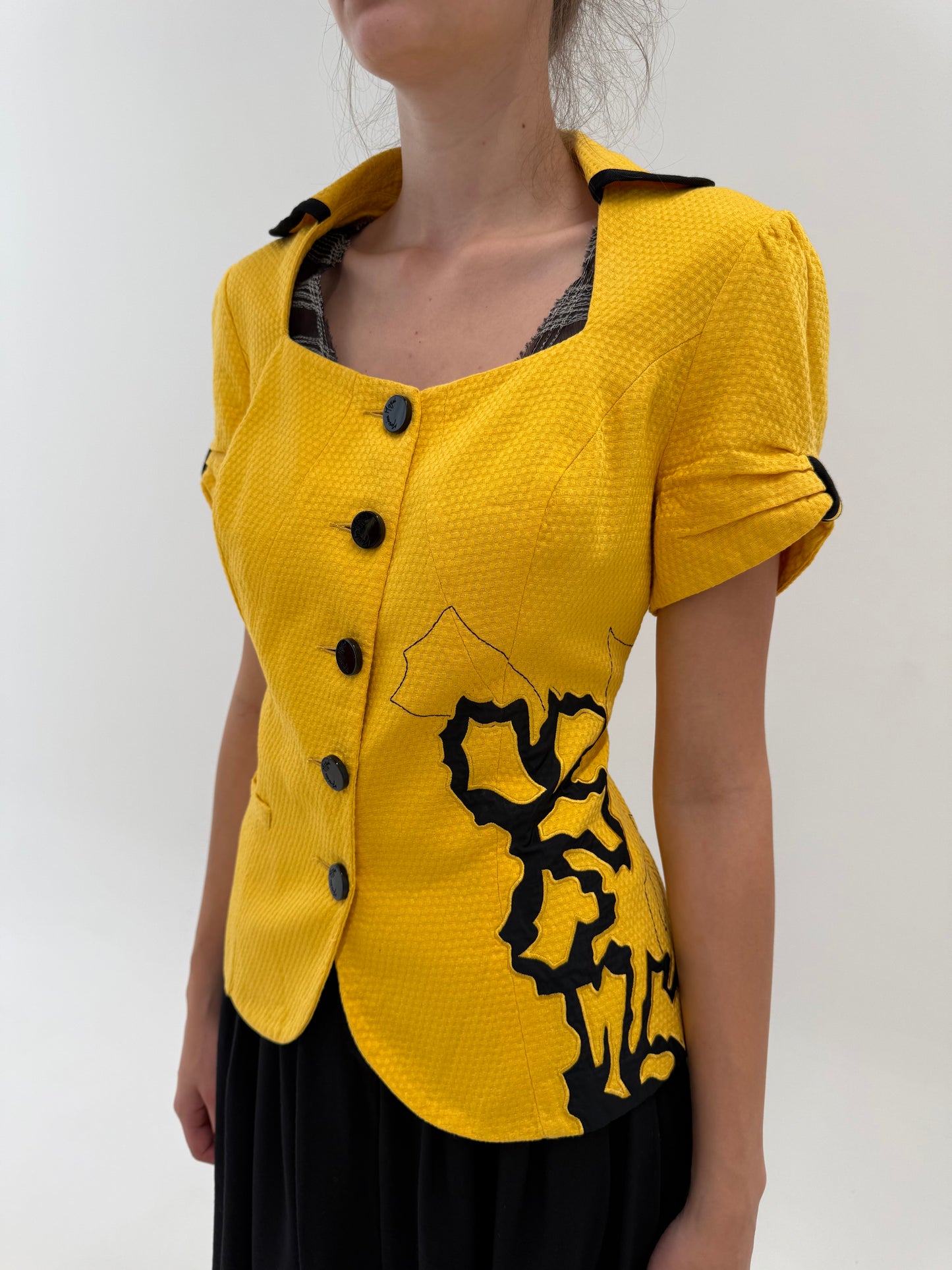 Sacou vintage italian de designer tip corsaj din seersucker de bumbac