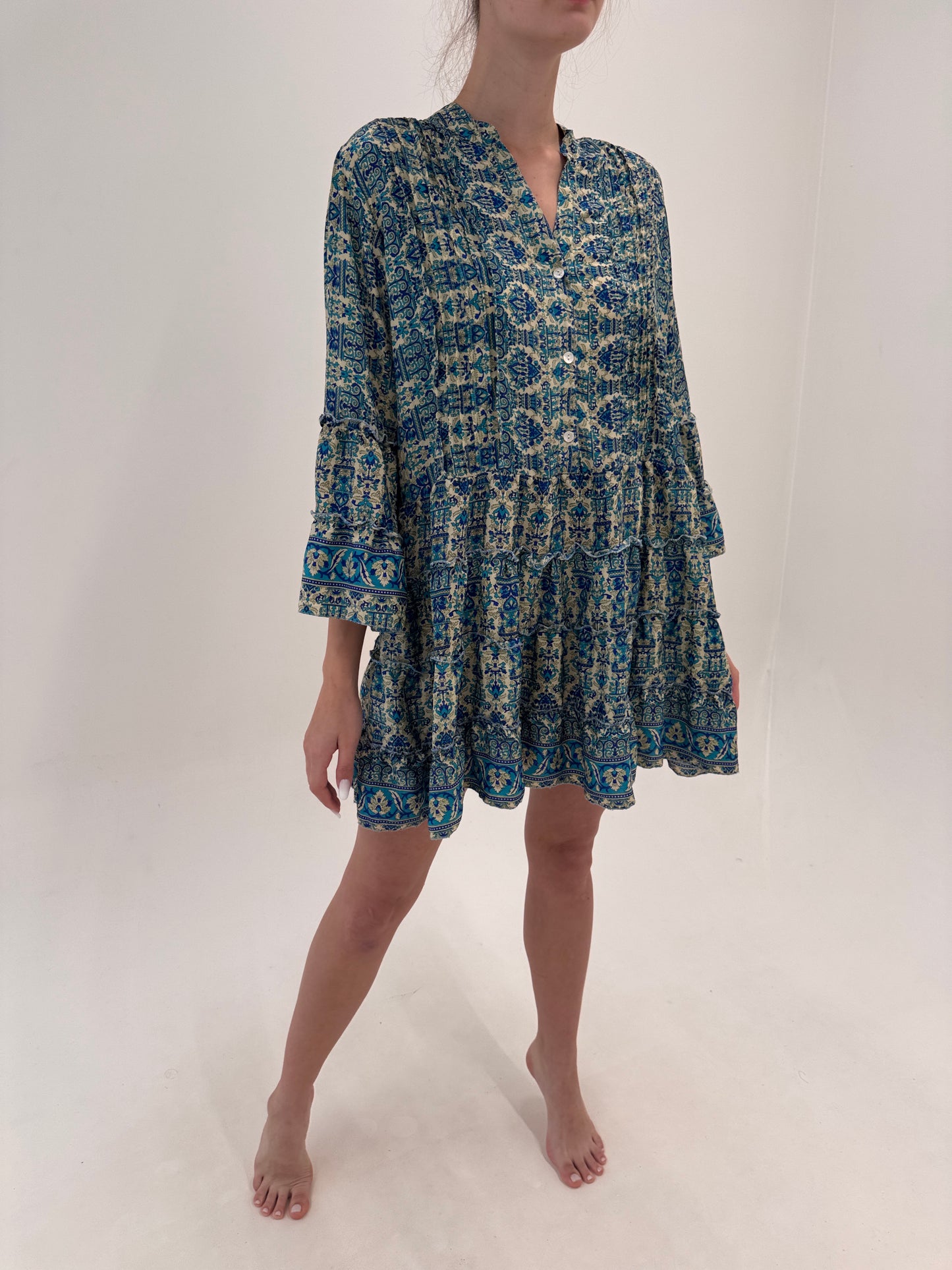 Rochie boho din mătase naturală în culori tari și croi lejer