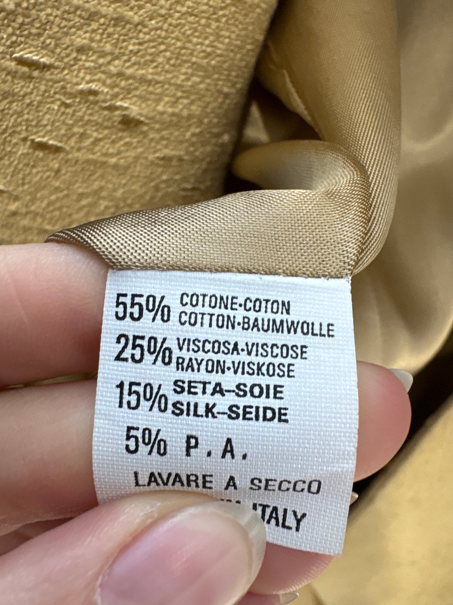 Sacou camel din pânză de bumbac cu mătase naturală în croi minimalist