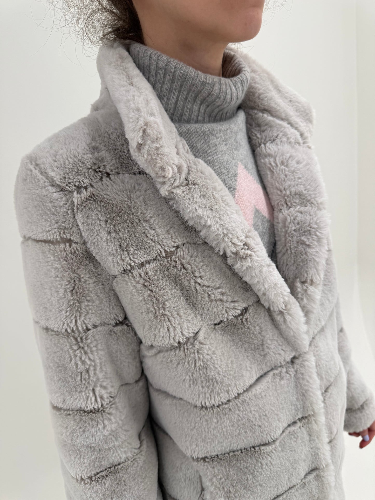 Blană eco silver gray italiană de la zi la seară